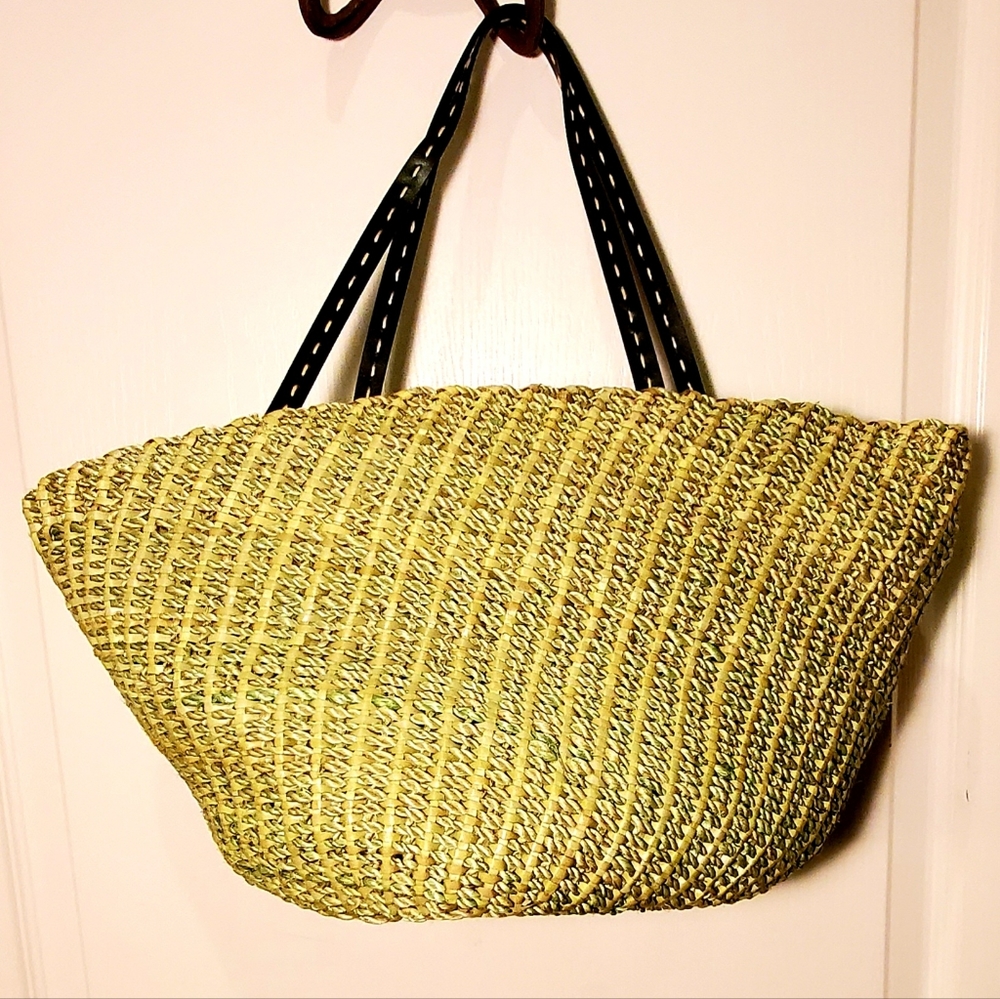 Madison Studio Lime Green Women's Straw Bag/Tote